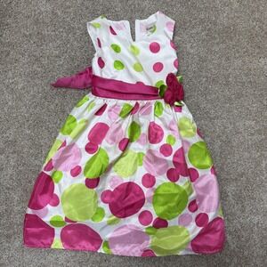 Vintage Rare, Too! Dress Girls 6X Polka Dot Bubble Hem Bow Sash Sleeveless